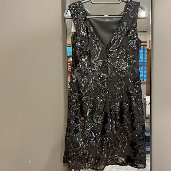 NWOT White House Black Market Cocktail Dress- grey sequin embellished size 8 - Picture 5 of 5